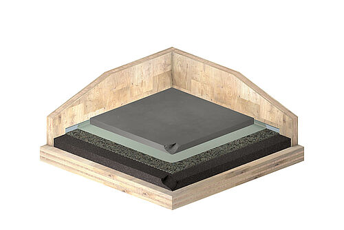 REGUPOL comfort 12 et REGUPOL comfort S1 sous chape ciment sur plancher bois massif REGUPOL comfort 12 et REGUPOL comfort S1 sous chape ciment sur plancher bois massif