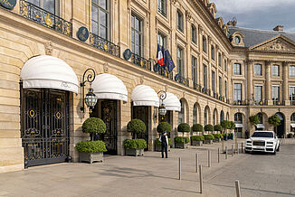 Façade du prestigieux hôtel Ritz à Paris.