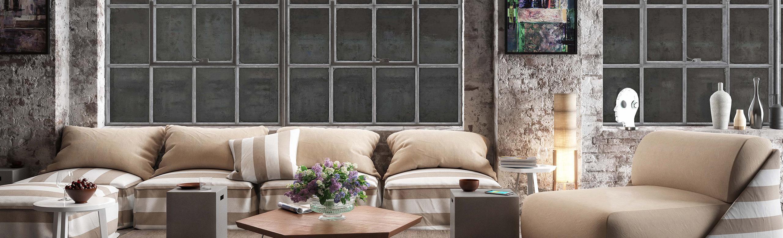 Appartement dans un immeuble ancien avec caractère de loft et plancher en bois.