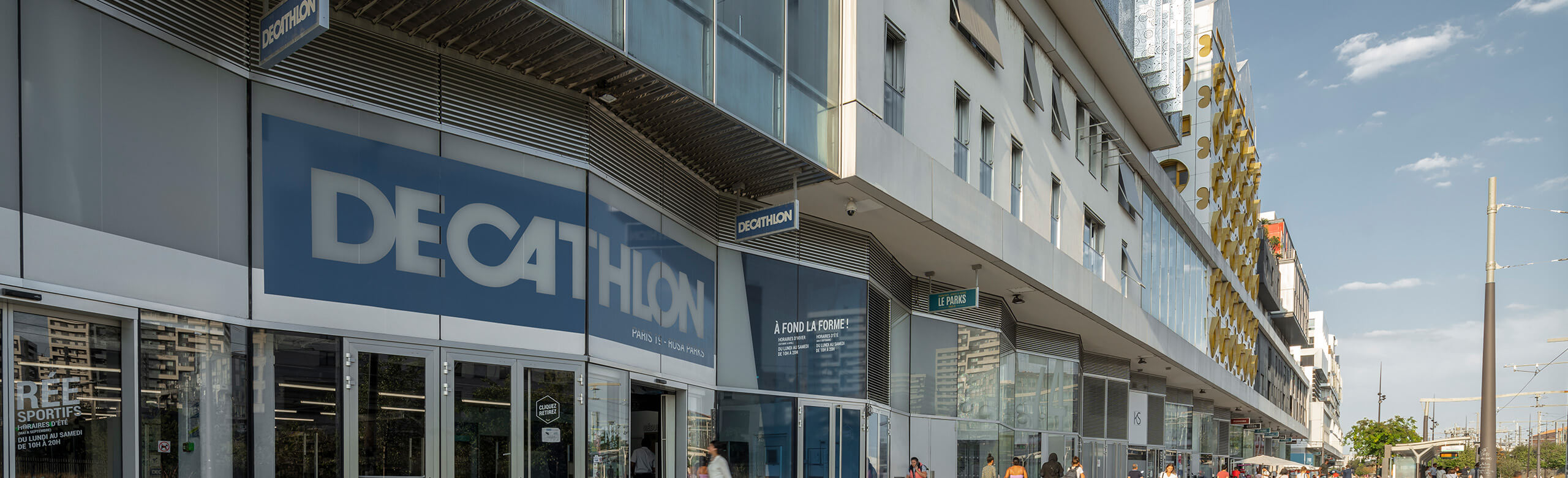 Entrance to the Decathlon sports chain shop on Paris Boulevard.