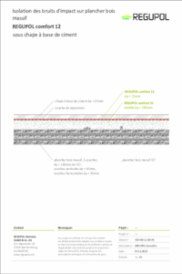 Isolation des bruits d'impact sur plancher bois massif REGUPOL comfort 12 sous chape à base de ciment