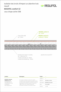 Isolation des bruits d'impact sur plancher bois massif REGUPOL comfort 12 sous chape sèche OSB