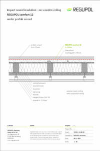 Isolation des bruits d'impact sur plancher bois REGUPOL comfort 12 sous chape sèche OSB