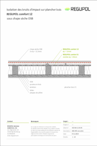 Isolation des bruits d'impact sur plancher bois REGUPOL comfort 12 sous chape sèche OSB