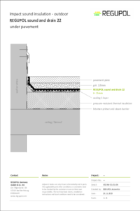 REGUPOL sound and drain 22 sous dallettes bétons sur une couche de gravillons