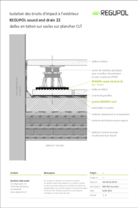 REGUPOL sound and drain 22 dalles en béton sur socles sur plancher CLT